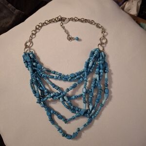 Talbots turquoise multi-strand boho southwestern necklace